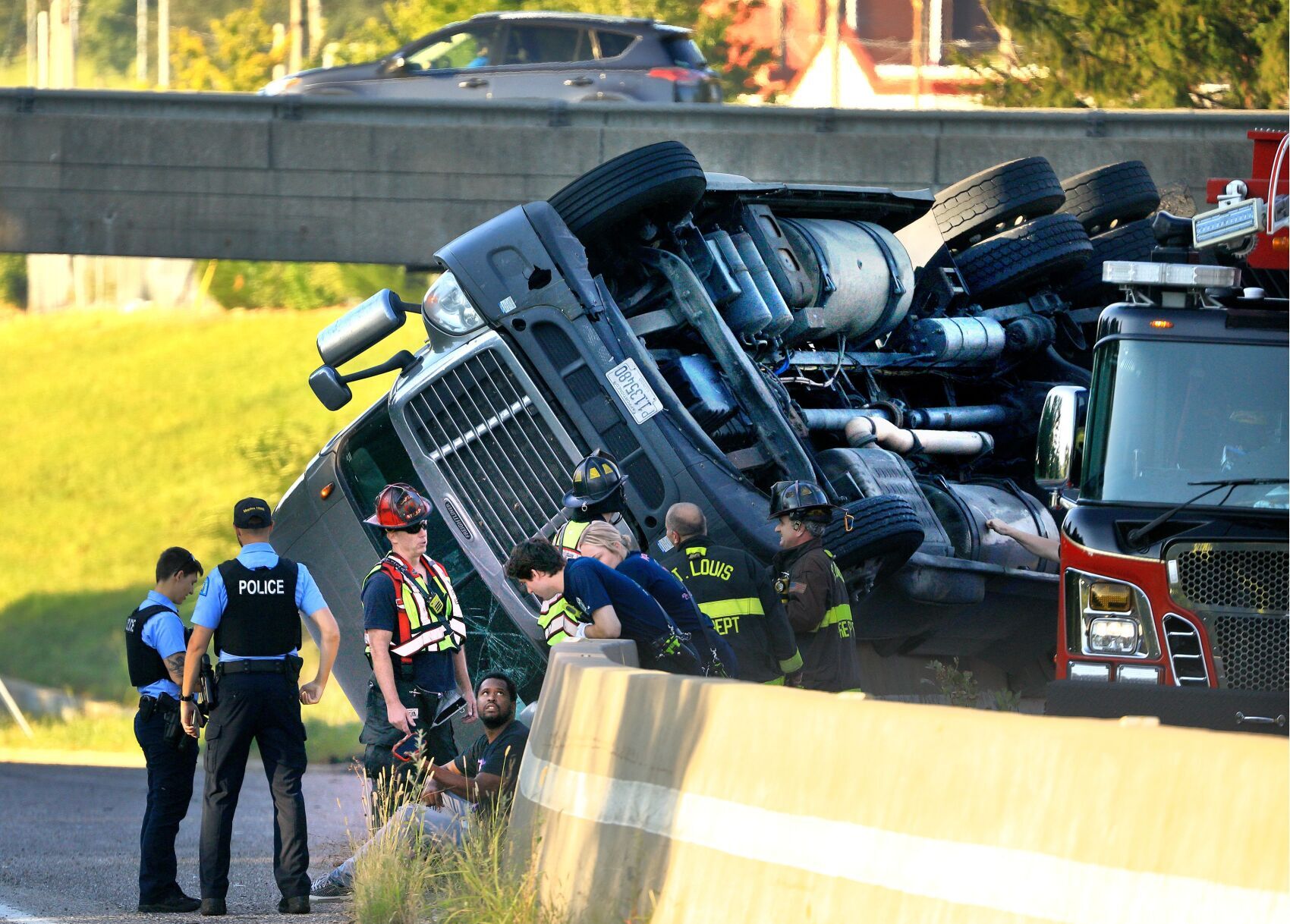 Roll over accident at Lafayette exit off of Interstate 44 East